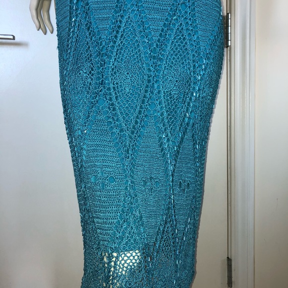 Karen Millen Turquoise Blue beaded Crotched Dress, Size 10 U.K. - Picture 13 of 16